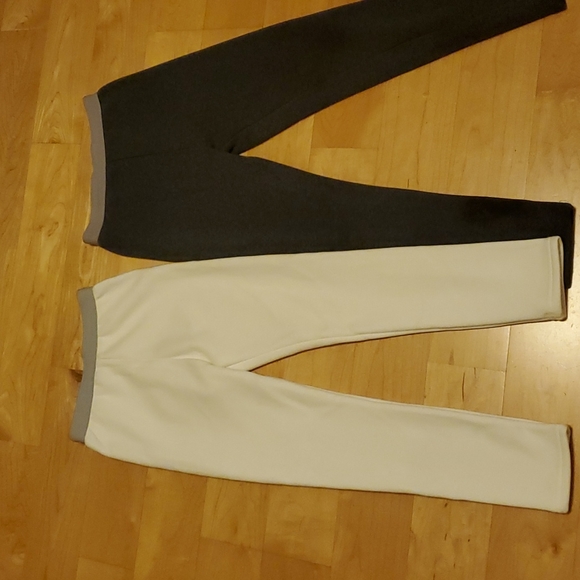 Charcoal Gray & White Thick Weight Winter Lined Leggings Korea 2XL - Picture 2 of 4